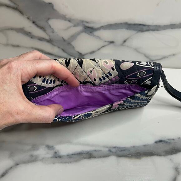 Vera Bradley Black Blue Purple Mimosa Medallion Print Clutch Wallet - Picture 6 of 6